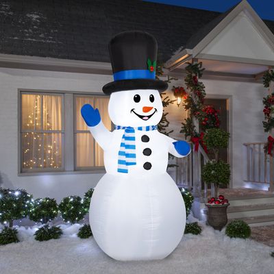 Inflable Navideño Muñeco de Nieve 2.7 metros AutoInflable Muñeco de Nieve Saludo