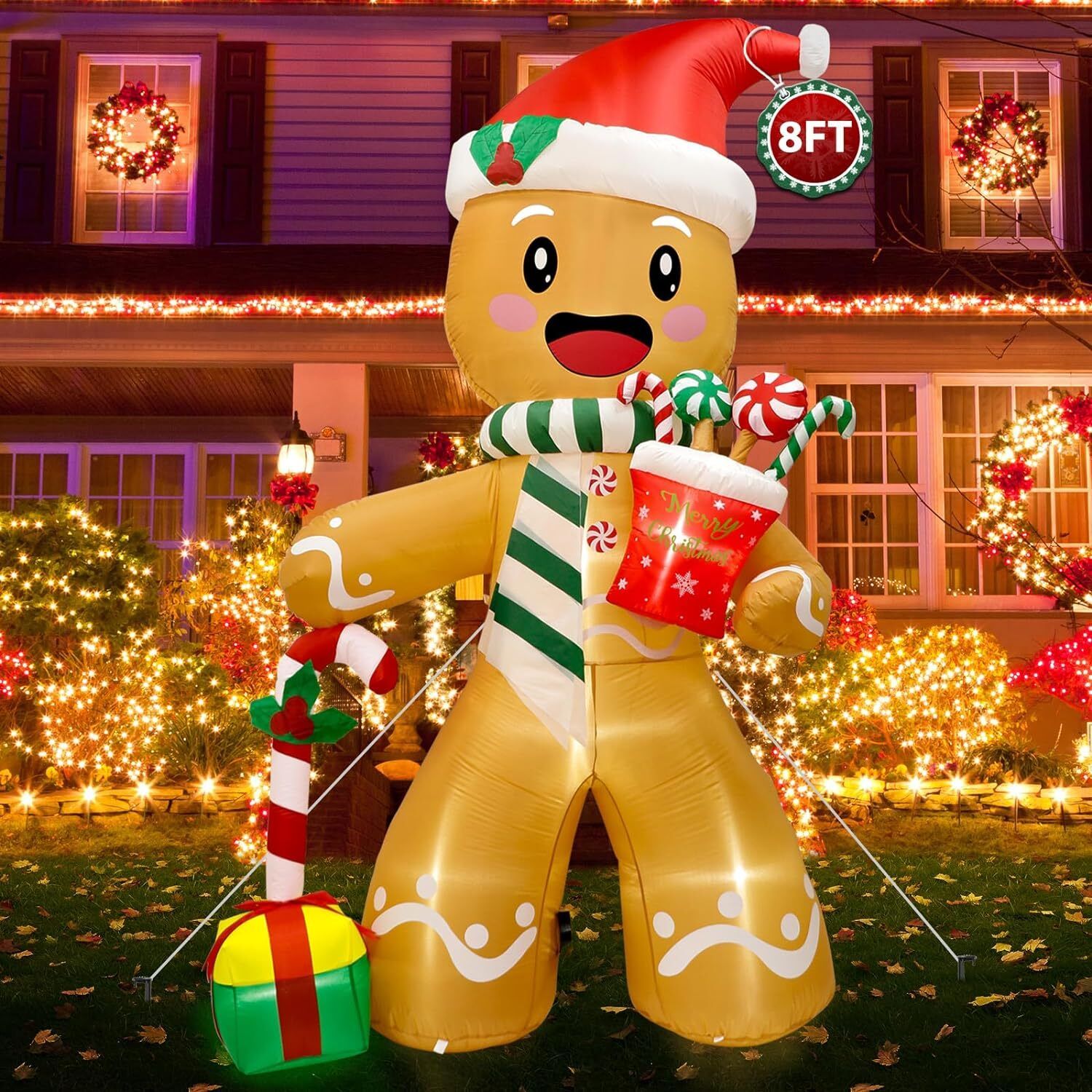 Inflable Navideño Jengibre Gigante 2.8 metros AutoInflable