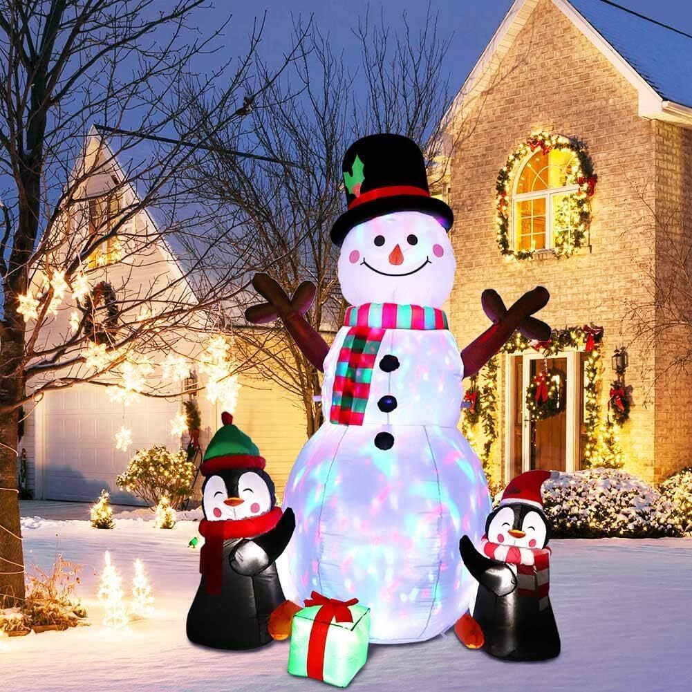 Inflable Navideño Muñeco Nieve y Pingüinos 2.5 metros AutoInflable
