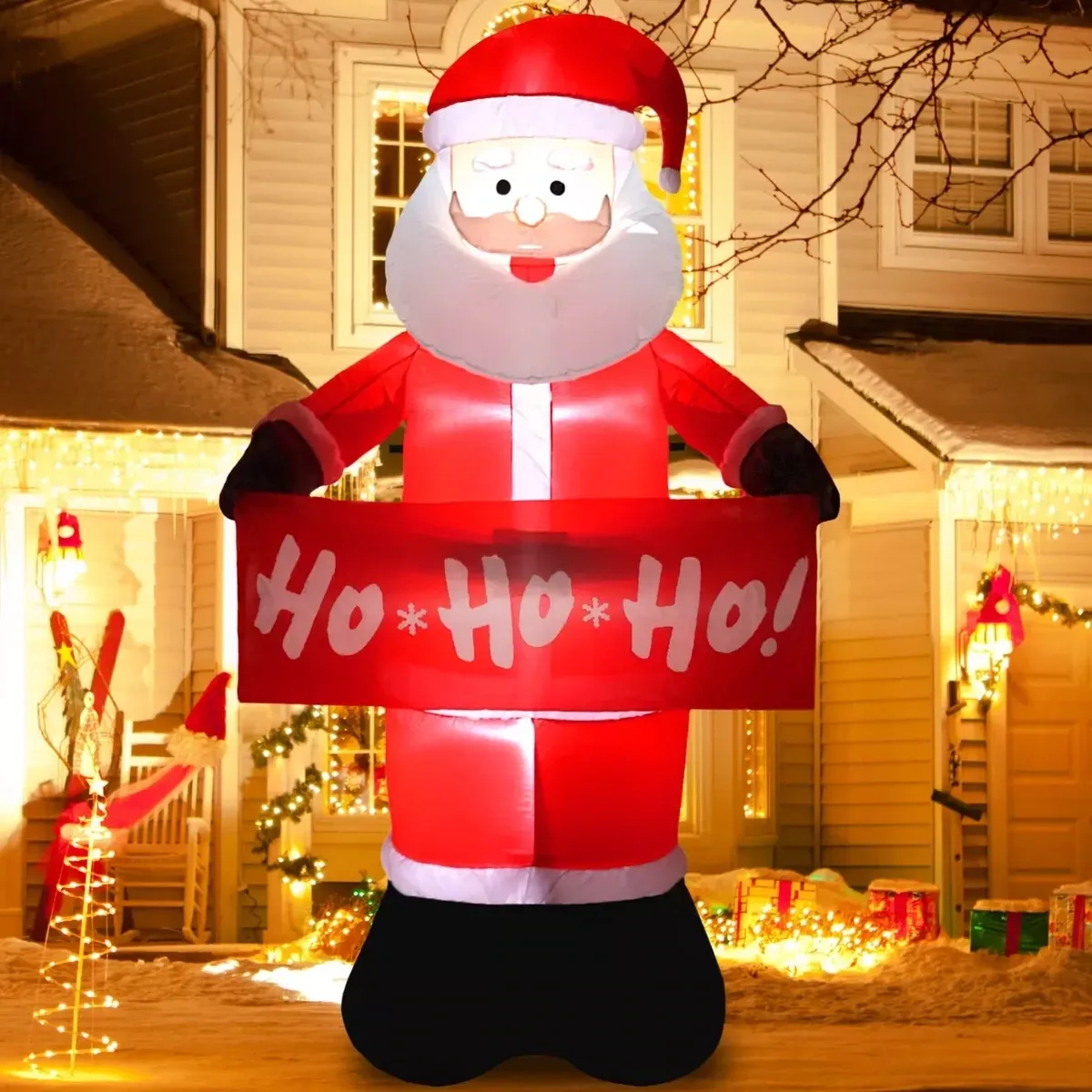 Inflable Para Jardin Estilo Santa Con Letrero Ho Ho Ho 2.4metros AutoInflable
