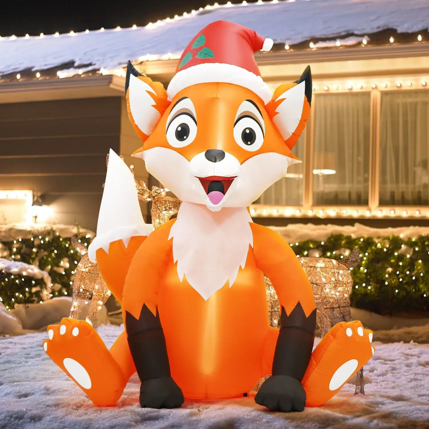 Inflable Navideño Zorro Navideño 2.1 metros AutoInflable