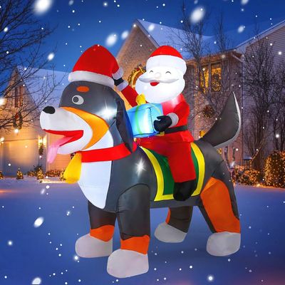 Inflable Navideño Santa Claus 2.2metros AutoInflable Santa Claus Perro