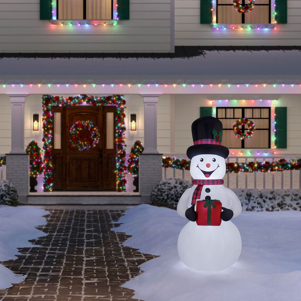 INFLABLE NAVIDEÑO ILUMINADO 1.98 M X 87 X 74 CM MUÑECO DE NIEV AutoInflable