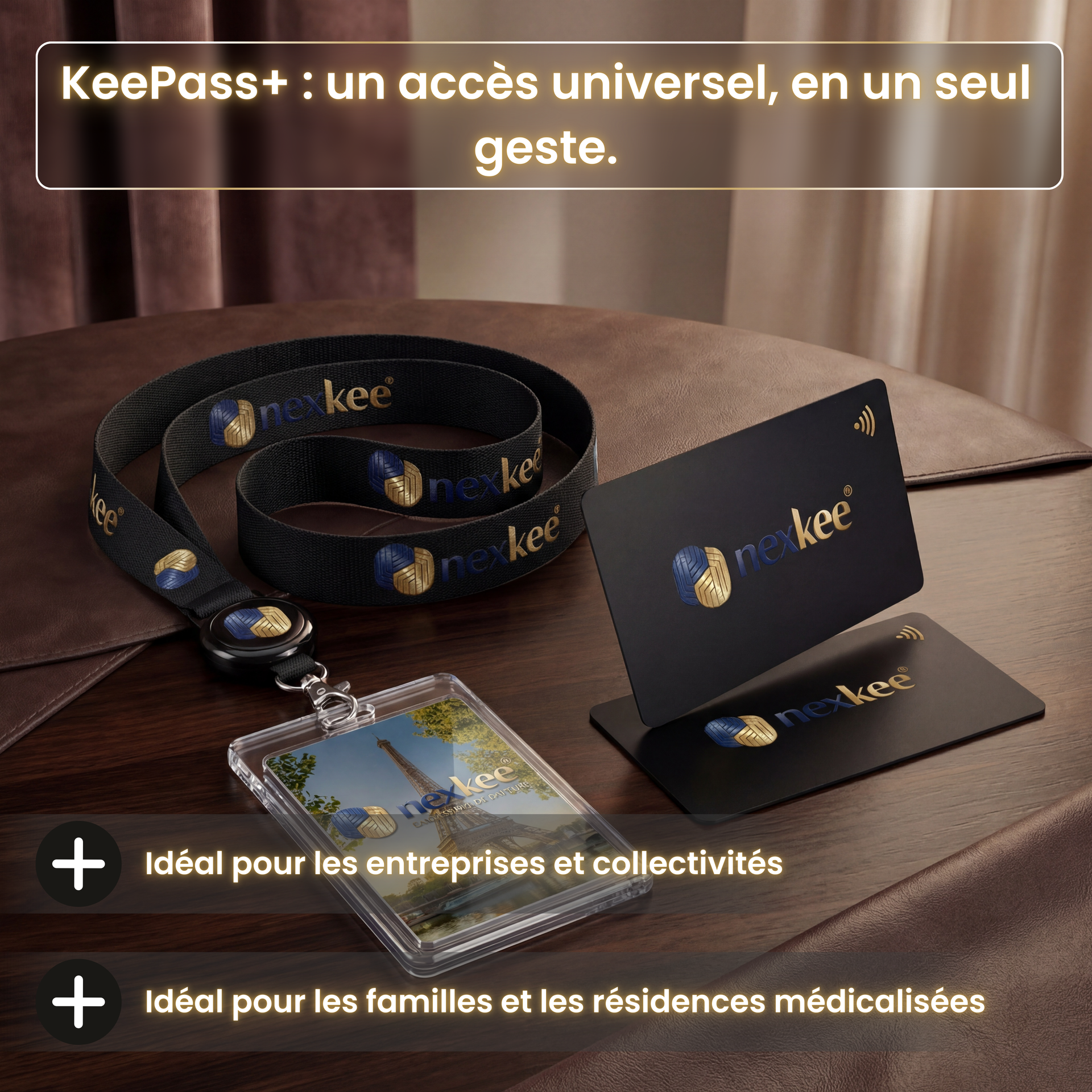 Keepass+ : Carte d’accès Premium | RFID 1K 13,56 MHz | avec option collier porte-badge