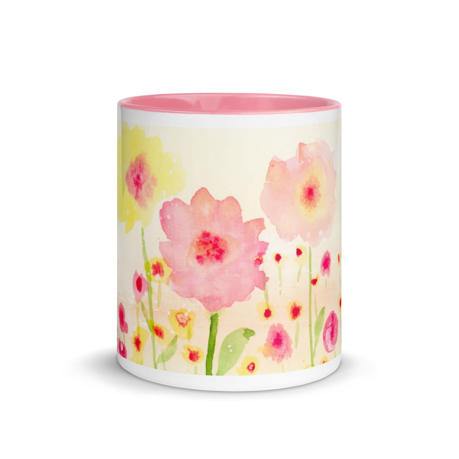 Field of Pink & Yellow Flowers - Mug with Color Inside
