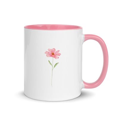 Single Pink Flower - Mug with Color Inside