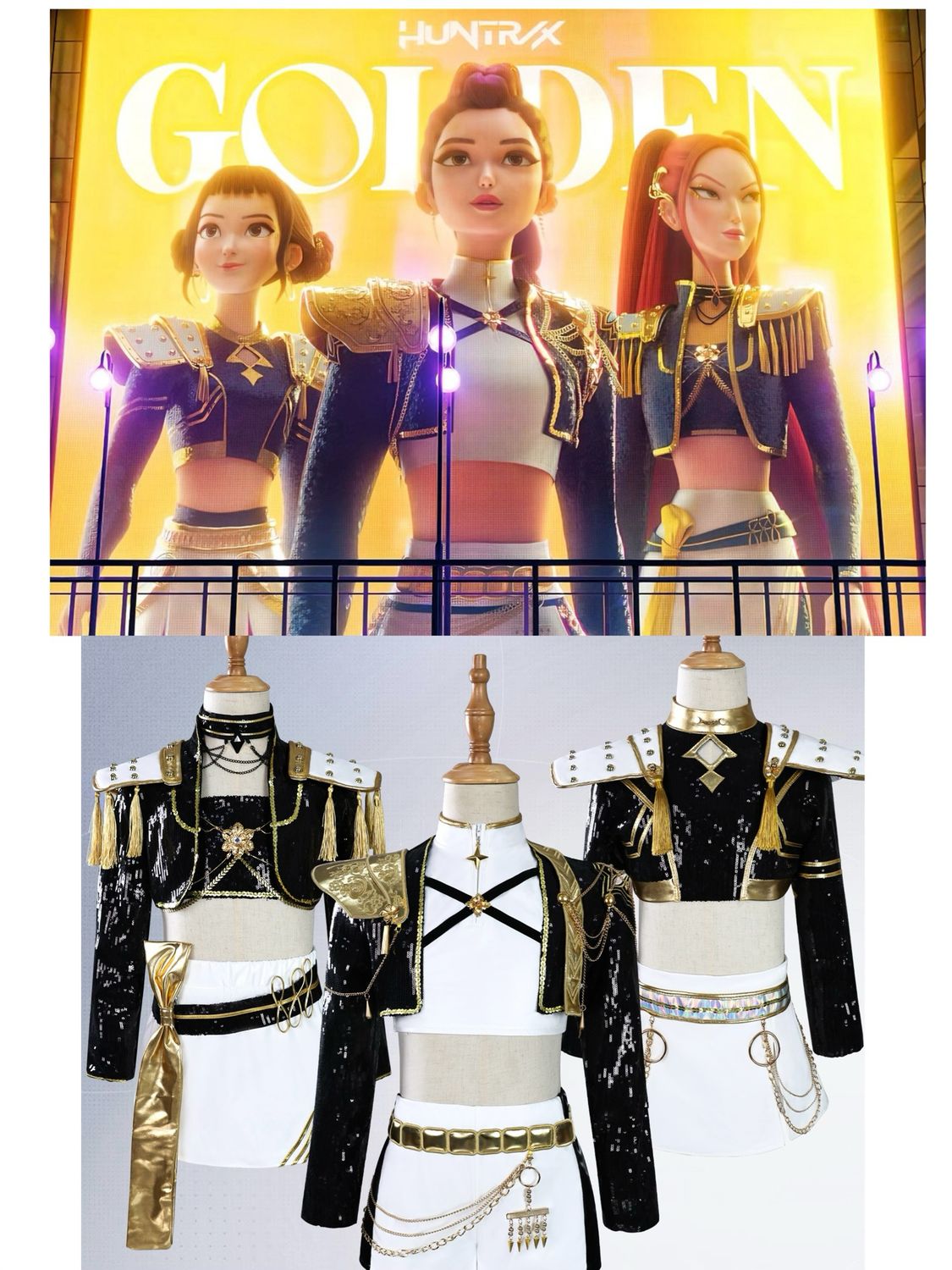 KPop Demon Hunters Costume Idol Rumi Zoey Mira Huntrix Fancy Dress Virtual Idol Movie Cosplay for Girls&#39; Kid&#39;s Halloween Carnival Performance Comic Con Anime Expo Golden