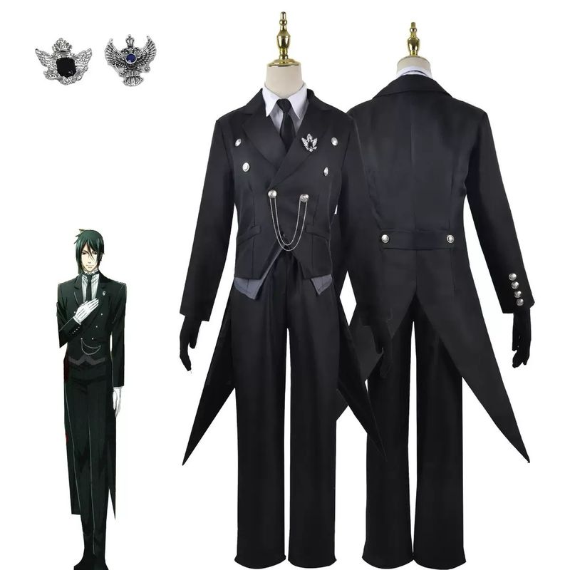 Black Butler Sebastian Cosplay Costume &amp;Wig