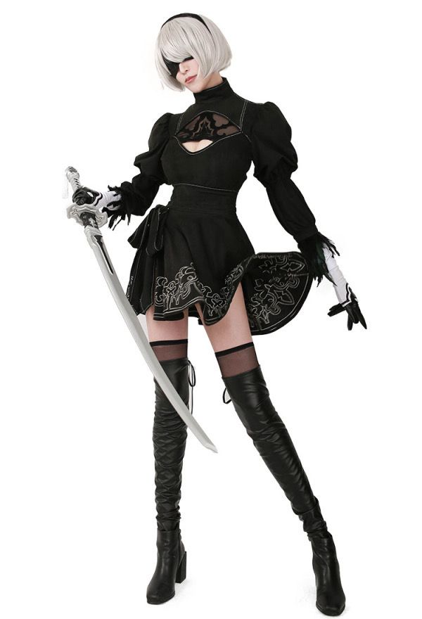 NieR:Automata Cosplay Costume&amp;Wig YoRHa No.2 Type B 2B