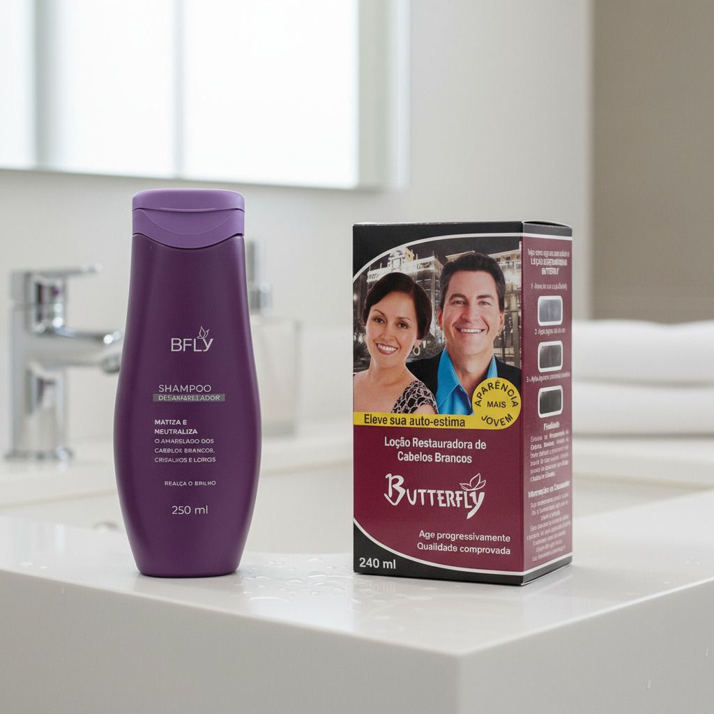 Kit Hair Sem Brancos:Loção Rest + Shampoo Desamarelador Bfly