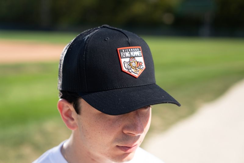 Adult Rubber Patch Adjustable Black Mesh Hat