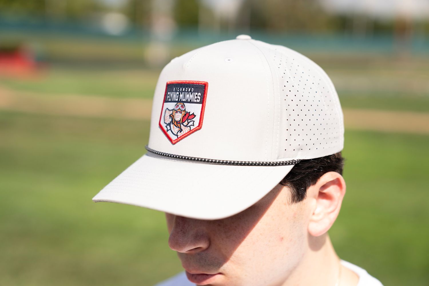 Grey Adjustable Woven Patch Performance Hat
