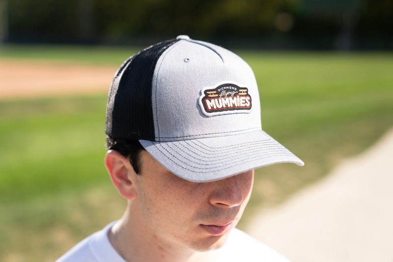 Grey and Black Adjustable Flying Mummies Logo Hat