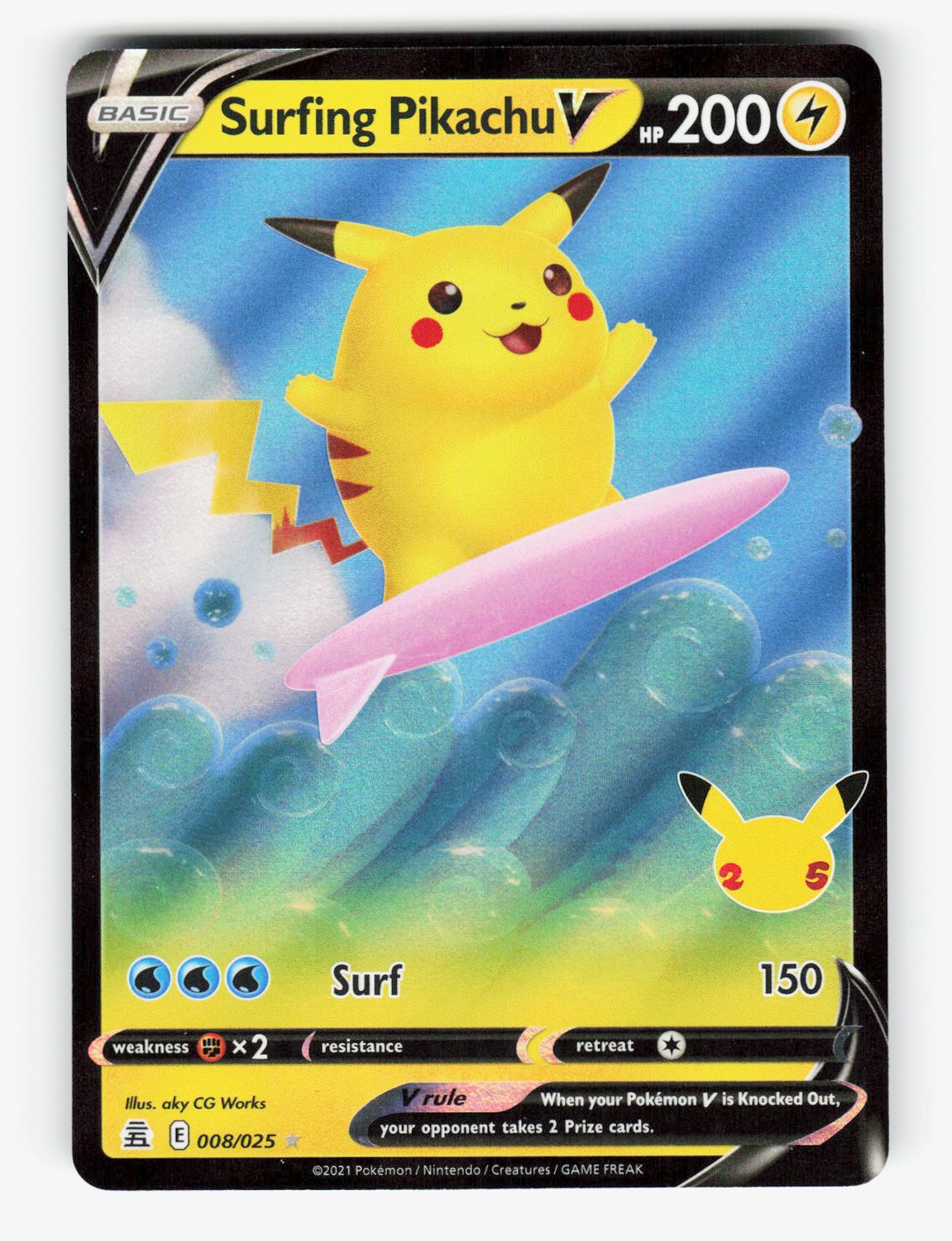 Surfing Pikachu V - 008/025 - Holofoil