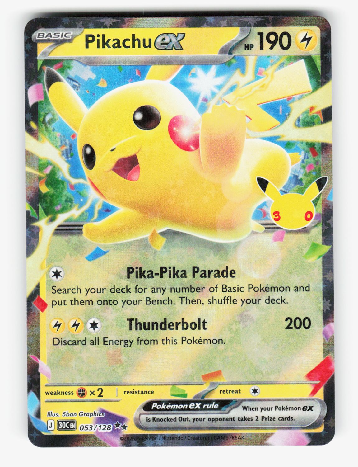 Pikachu ex - 053/128 - Holofoil