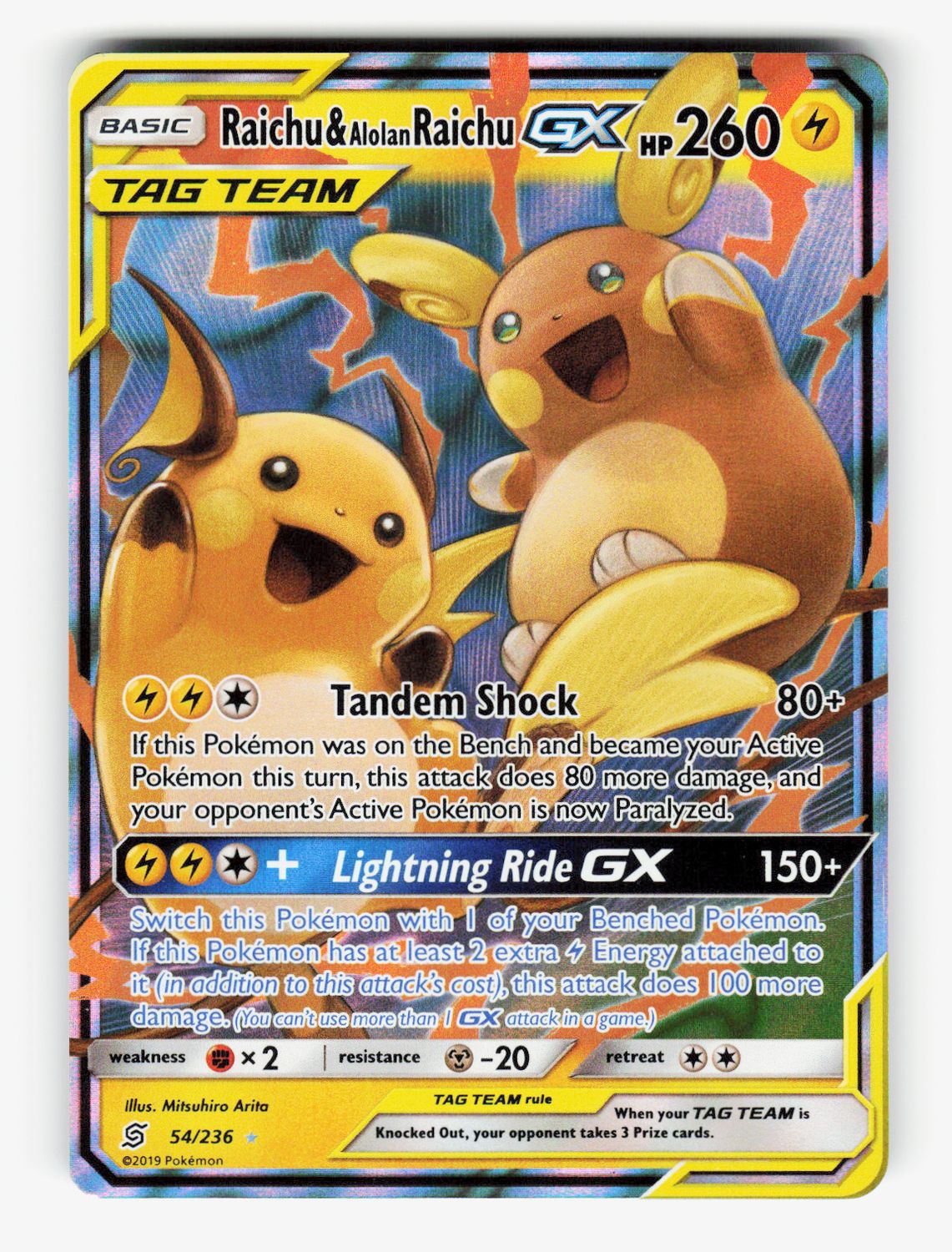 Raichu &amp; Alolan Raichu GX - 54/236 - Holofoil