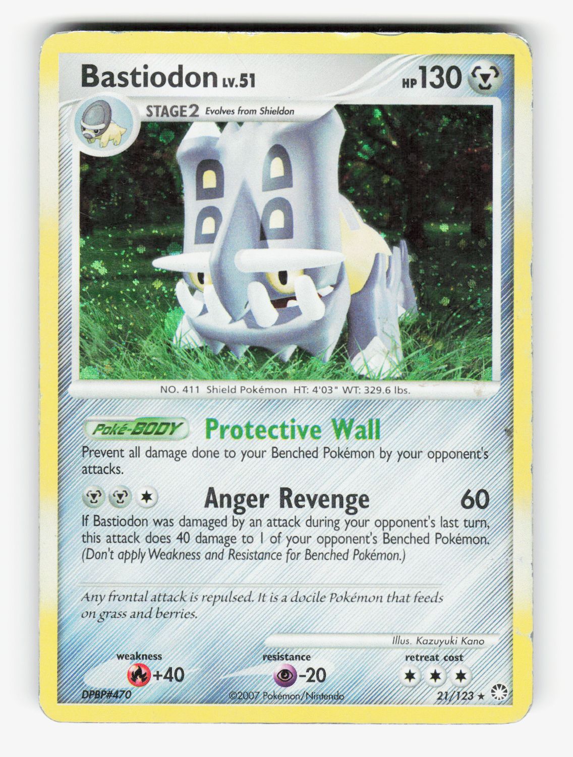 Bastiodon - 21/123 (DP Mysterious Treasures) - 021/123 - Holofoil