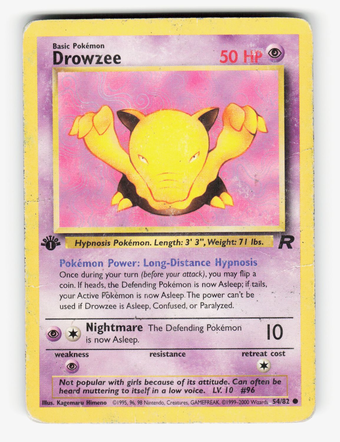 Drowzee - 54/82 - 1st Edition Normal - B