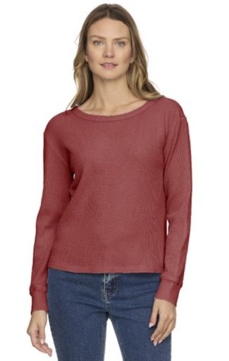 FAYSTON WAFFLE CREW, Colour: berry, Size: M