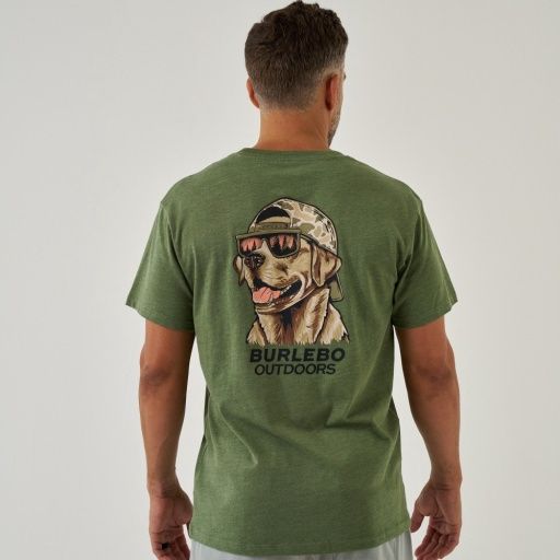 ADULT SS TEE, Colour: MALLARD CAMO DOG - HEATHER OLIVE, Size: Small