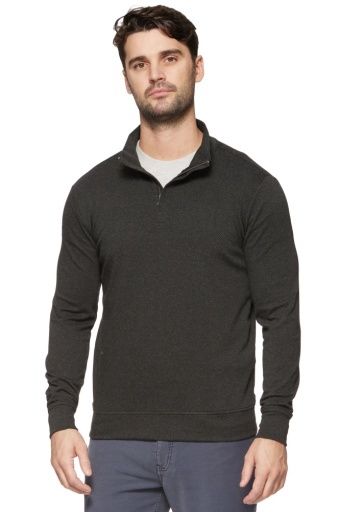 HERO SOLID TWILL 1/4 ZIP MOCK NECK, Colour: charcoal, Size: XL