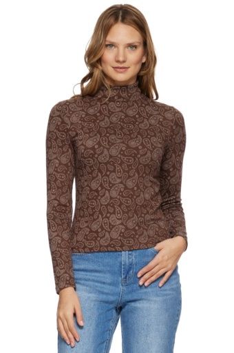 ALDINE LONG SLEEVE KNIT TOP, Colour: brown, Size: S