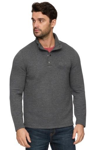 SILVERTON QUILTED SNAP MOCK NECK, Colour: charcoal heather, Size: L
