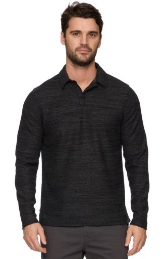MCPHERSON LS KNIT POLO, Colour: black heather, Size: S