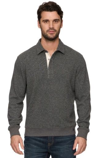 NEWTON FLEECED LS POLO, Colour: charcoal, Size: XL