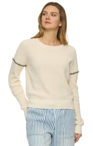 SUTTON WHIP STITCH CREW NECK, Colour: cream, Size: L