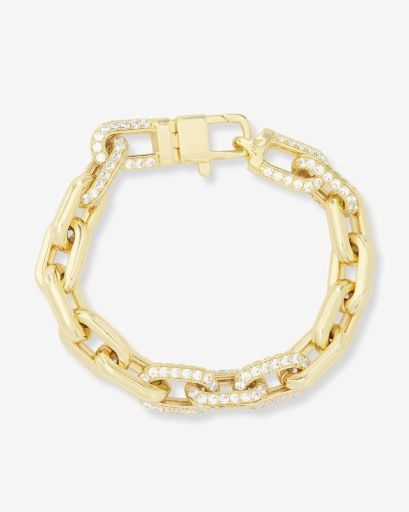 Frankie Pavè Chain Bracelet-Gold, Size: 6.5