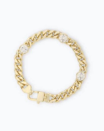 Julian Triple Diamond Cuban Chain Bracelet, Size: 7.5