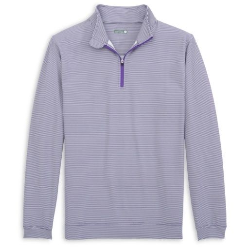 PURPLE VENTURE PINSTRIPE PERFORMANCE QUARTER-ZIP, Size: L