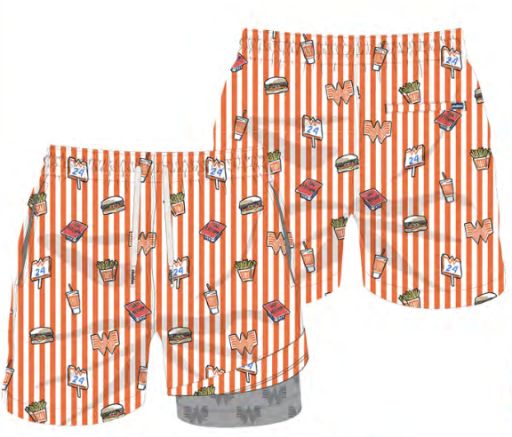 The Whataburger Comic Stripes 5.5" (Classic Lined Swim Trunk w/ SP WB), Size: XL