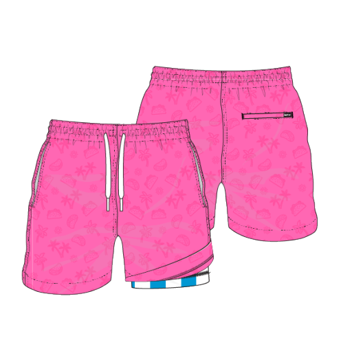 The Nacho Tacos 5.5" (Classic Lined Swim Trunk- Magic), Size: S