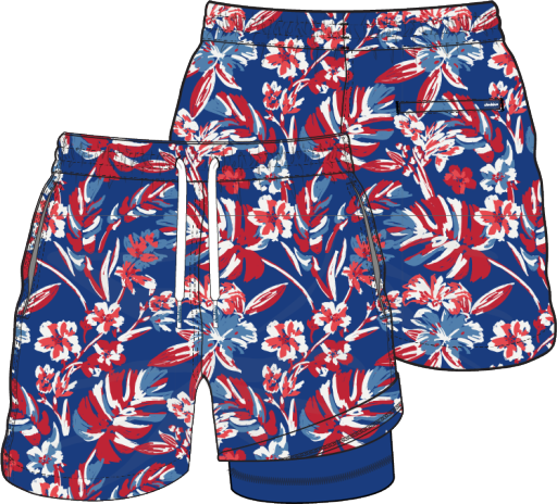 The Star Spangled Blooms (Boys Lined Swim Trunk)