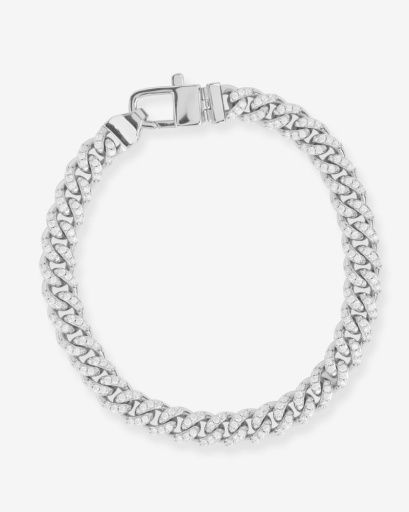 Pavé Julian Cuban Chain Bracelet 6.8mm-Silver