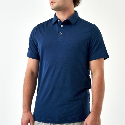 PERFORMANCE POLO-HEATHERED NAVY
