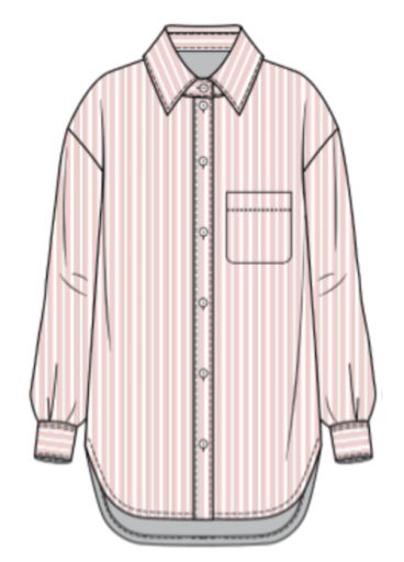 VIENNA LINEN STRIPE BF BUTTON DOWN SHIRT, Colour: pink stripe, Size: M