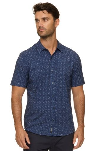 OAKWOOD SS FLORAL PRINT SEERSUCKER PERFORMANCE SHIRT