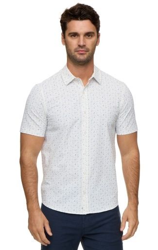 OAKWOOD SS FLORAL PRINT SEERSUCKER PERFORMANCE SHIRT