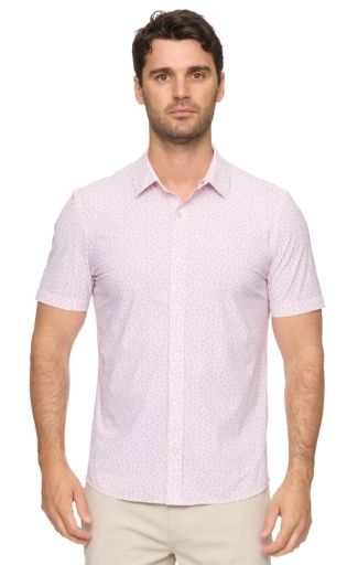 EDMOND SS GEO PRINT JOURNEY SHIRT, Colour: pink/blue, Size: XXXL