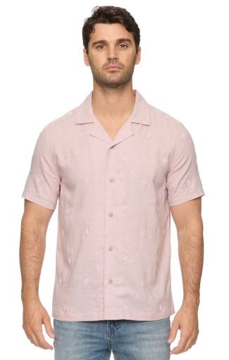 CHANDLER SS EMBROIDERED CAMP COLLAR SHIRT, Colour: dusty mauve, Size: M