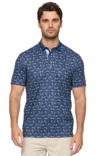 CHESTER AMERICANA SUMMER BBQ PRINT PERFORMANCE POLO, Colour: navy combo, Size: M