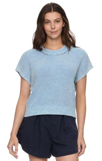 ELWOOD DROP NEEDLE STITCH CREW, Colour: medium blue, Size: L