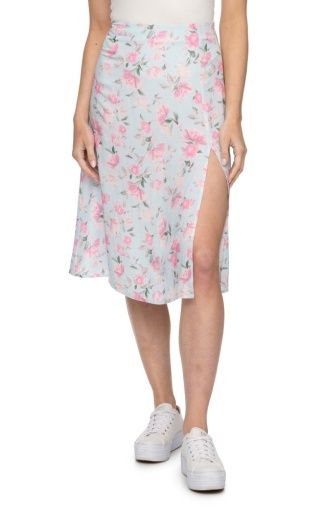 ZOE FLORAL MIDI SLIP SKIRT, Size: M