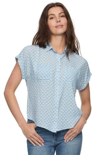 CALERA SS PRINTED BUTTON DOWN, Size: XS