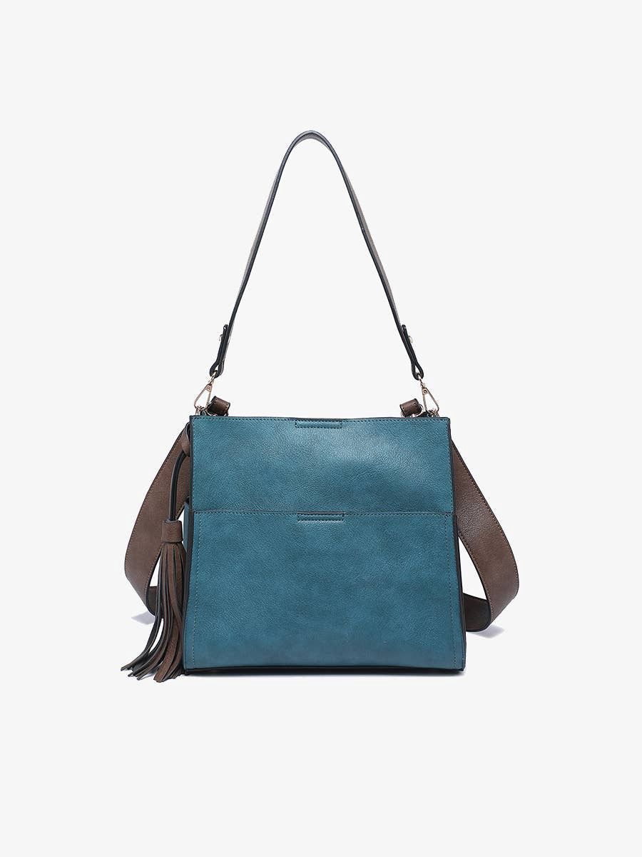 Lyla 2-in-1 Bucket Bag w/ Guitar Strap, COLOR: Peacock