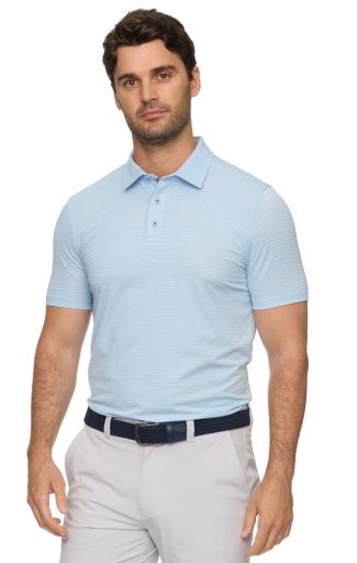 BALDWIN SS STRIPED MESH PERFORMANCE POLO, Colour: light blue, Size: M