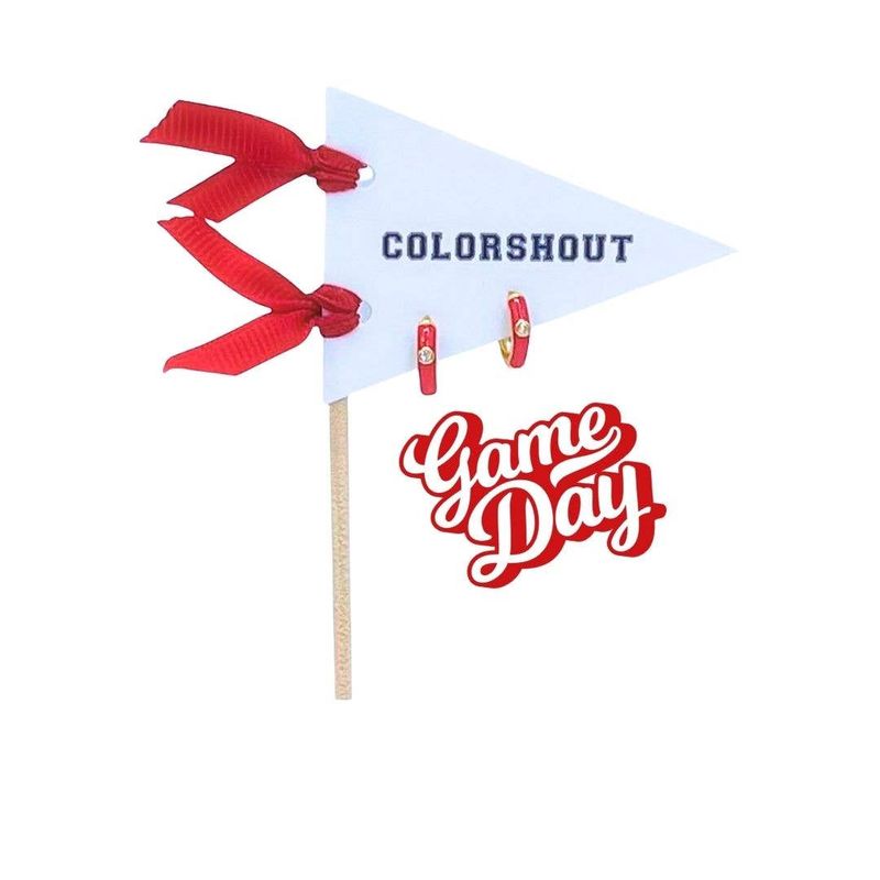 Game Day: Team Color Huggie Hoop Earrings on Pennant Flag